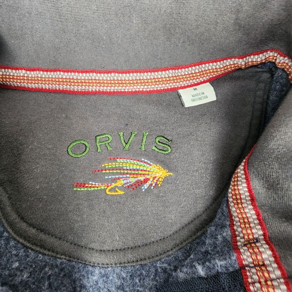 Orvis Fly Fishing Pullover Mens M Blue 1/4 Zip Embroidered Fly Sweatshirt - Picture 10 of 14